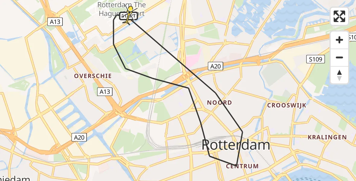 Routekaart van de vlucht: Lifeliner 2 naar Rotterdam