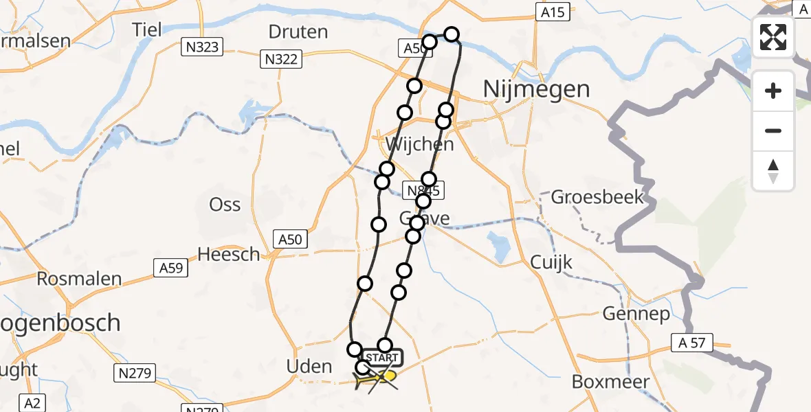 Routekaart van de vlucht: Lifeliner 3 naar Volkel