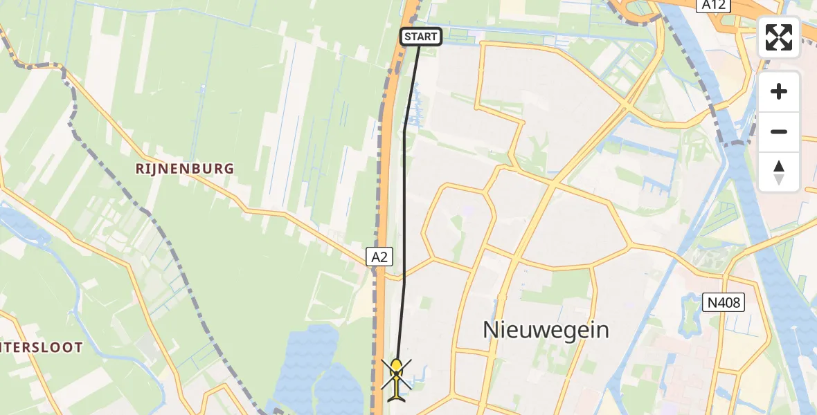 Routekaart van de vlucht: Politiehelikopter naar Nieuwegein