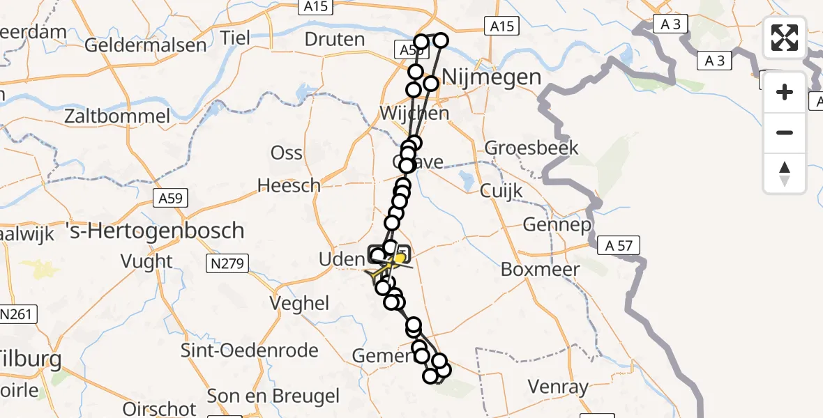 Routekaart van de vlucht: Lifeliner 3 naar Volkel