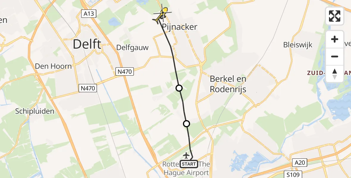 Routekaart van de vlucht: Lifeliner 2 naar Pijnacker