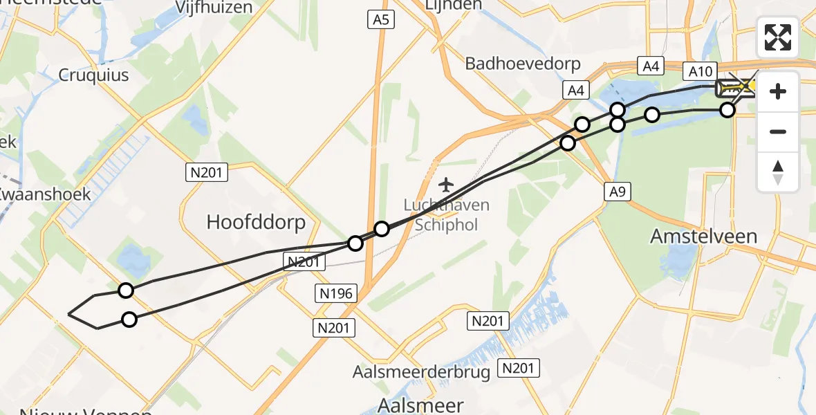 Routekaart van de vlucht: Lifeliner 1 naar Amsterdam