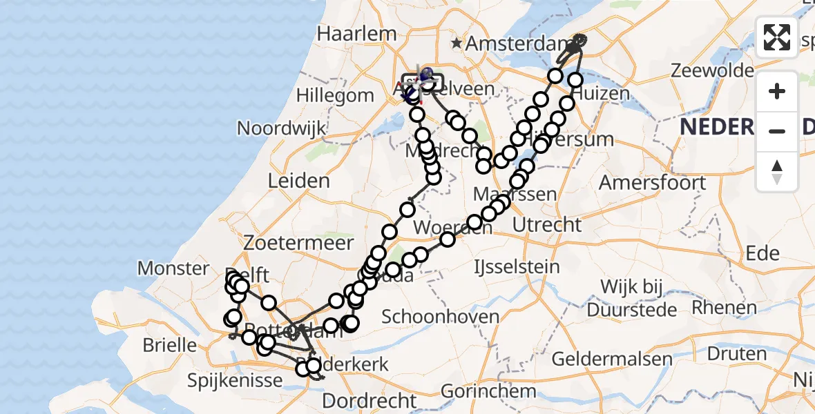 Vluchtroute Politiehelikopter van Schiphol naar Schiphol