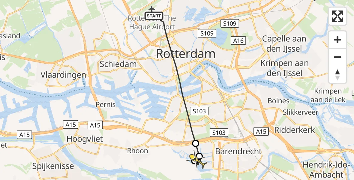 Routekaart van de vlucht: Lifeliner 2 naar Barendrecht