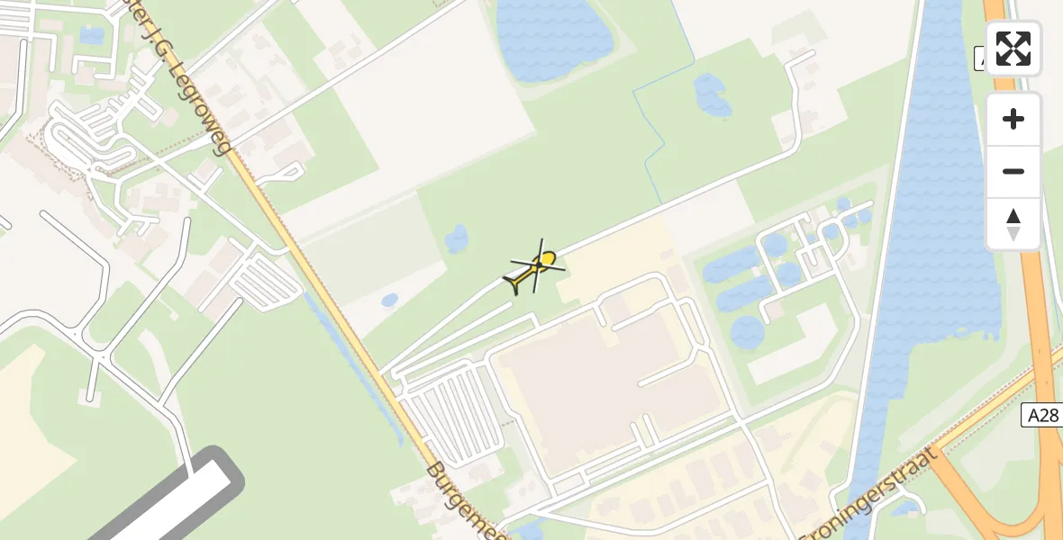 Routekaart van de vlucht: Traumahelikopter naar Eelde