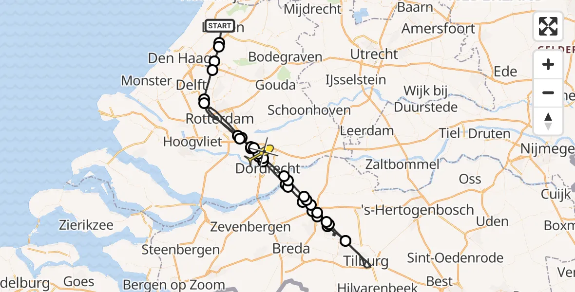 Routekaart van de vlucht: Lifeliner 2 naar Hendrik-Ido-Ambacht
