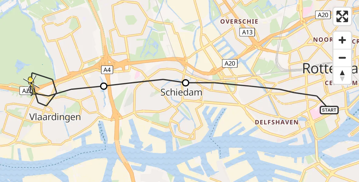 Routekaart van de vlucht: Lifeliner 2 naar Vlaardingen