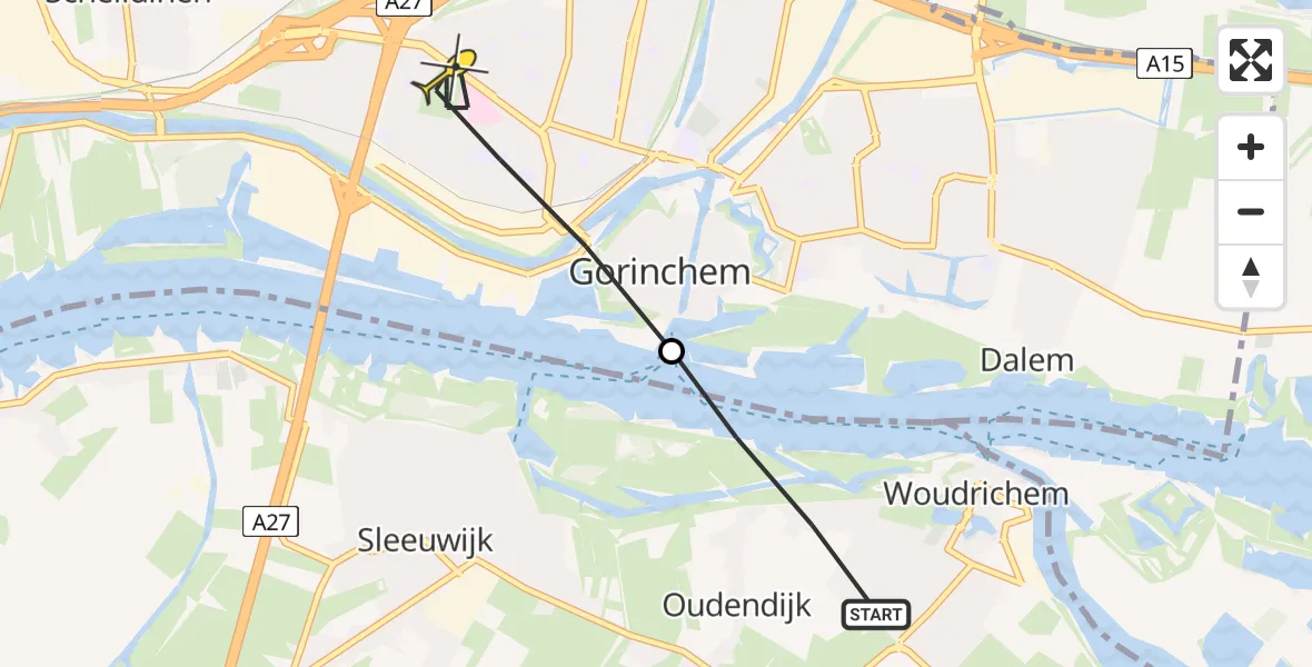 Routekaart van de vlucht: Lifeliner 2 naar Gorinchem