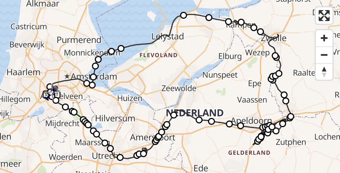 Vluchtroute Politiehelikopter van Schiphol naar Schiphol