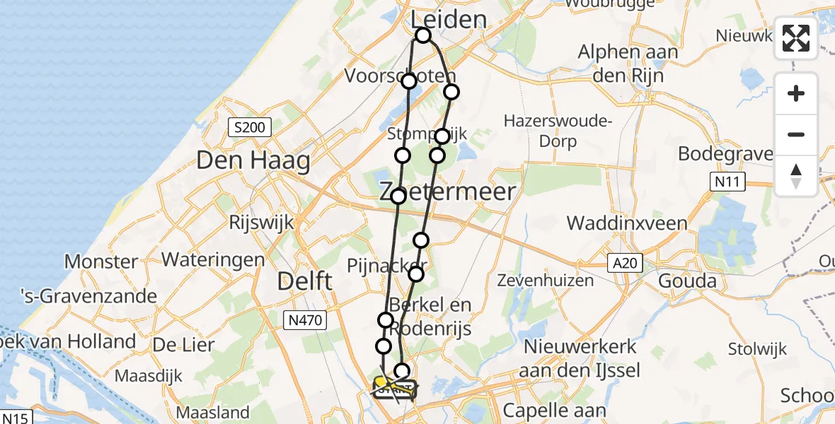 Routekaart van de vlucht: Lifeliner 2 naar Rotterdam