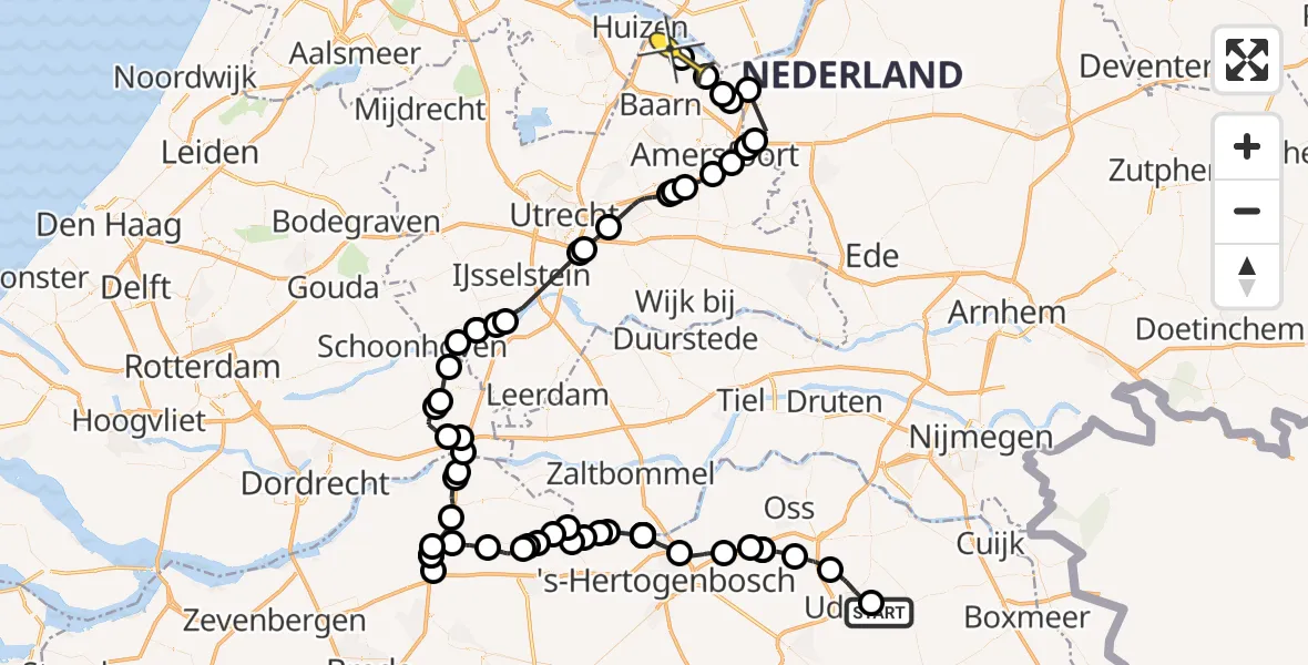 Routekaart van de vlucht: Politieheli naar Eemdijk