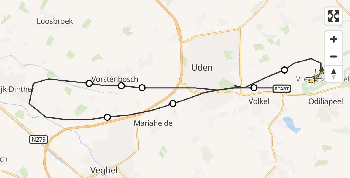 Routekaart van de vlucht: Lifeliner 3 naar Volkel