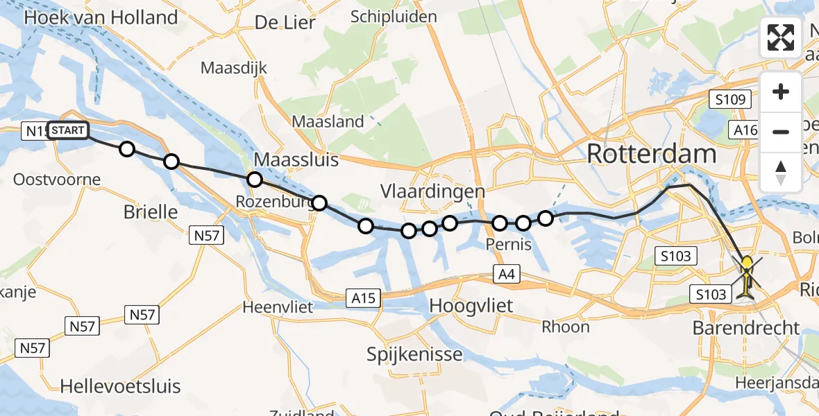 Routekaart van de vlucht: Lifeliner 2 naar Rotterdam