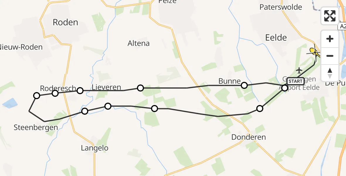 Routekaart van de vlucht: Lifeliner 4 naar Eelde