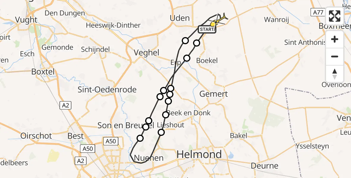 Routekaart van de vlucht: Lifeliner 3 naar Volkel