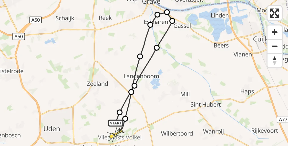 Routekaart van de vlucht: Lifeliner 3 naar Volkel