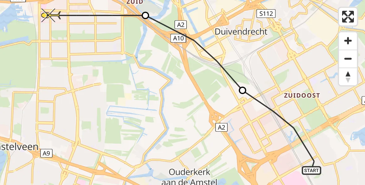 Routekaart van de vlucht: Lifeliner 1 naar Amsterdam