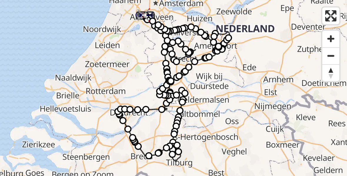 Vluchtroute Politiehelikopter van Schiphol naar Schiphol