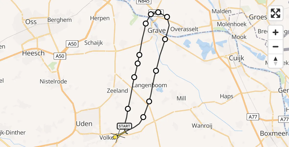 Routekaart van de vlucht: Lifeliner 3 naar Volkel