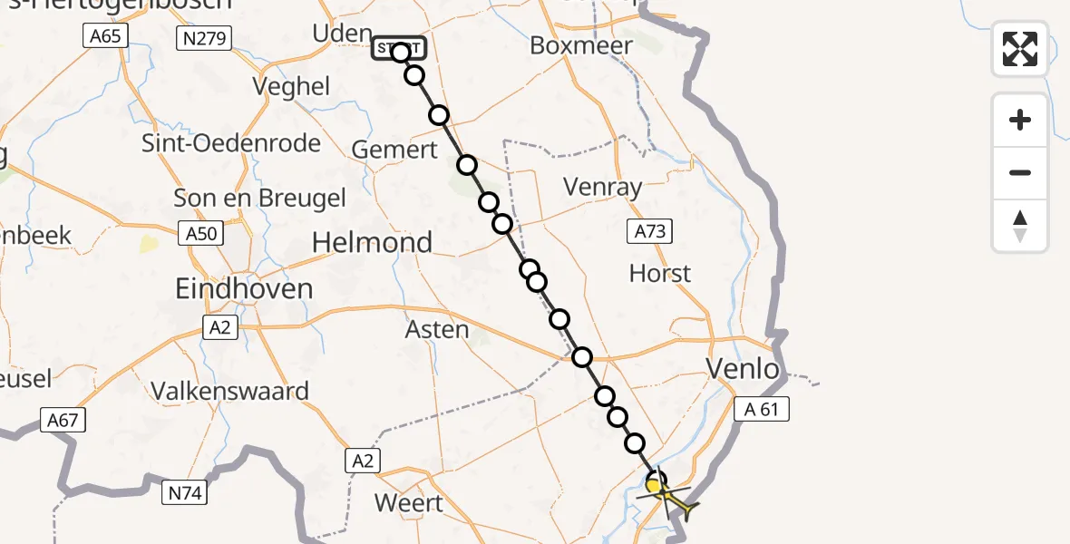 Routekaart van de vlucht: Lifeliner 3 naar Beesel