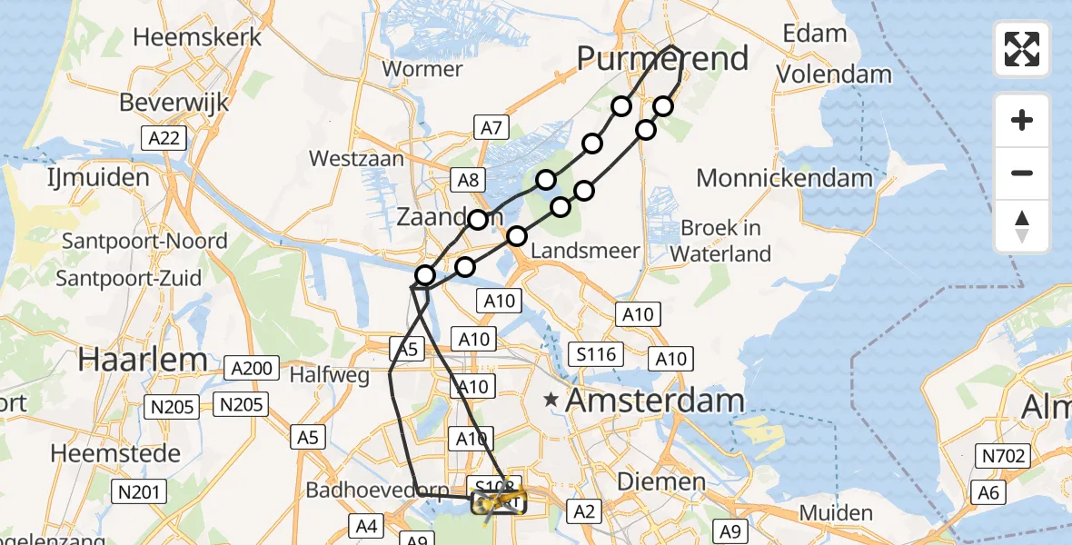 Vluchtroute Traumahelikopter Amsterdam - Amsterdam, 04 april 2022, 05:59