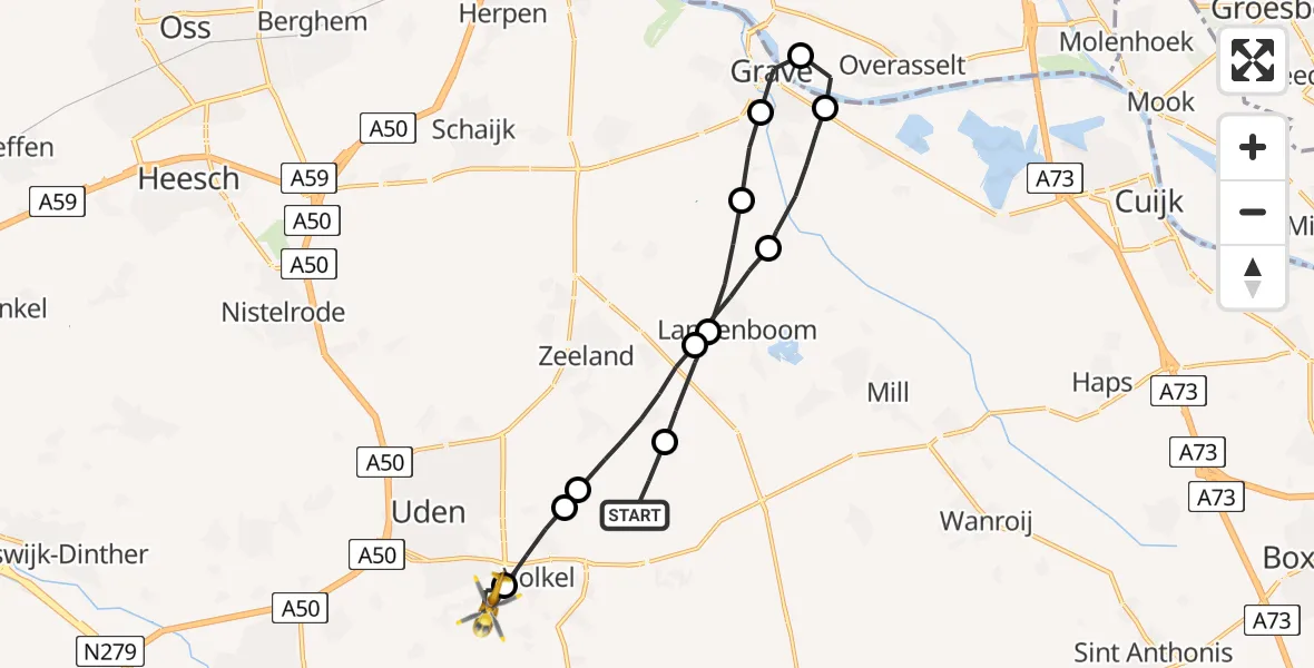 Vluchtroute Traumahelikopter Volkel - Volkel, 04 april 2022, 08:03