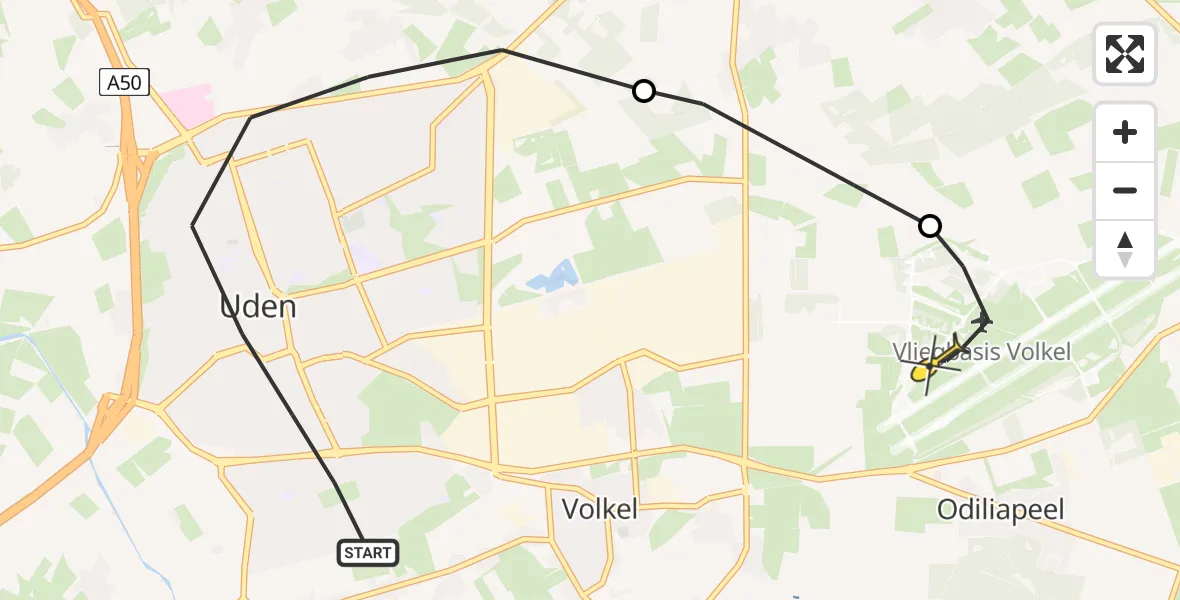 Routekaart van de vlucht: Lifeliner 3 naar Volkel