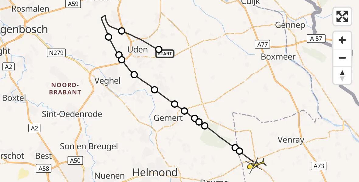 Routekaart van de vlucht: Lifeliner 3 naar Ysselsteyn