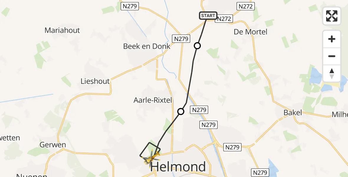 Vluchtroute Traumahelikopter Gemert - Helmond, 04 april 2022, 10:48