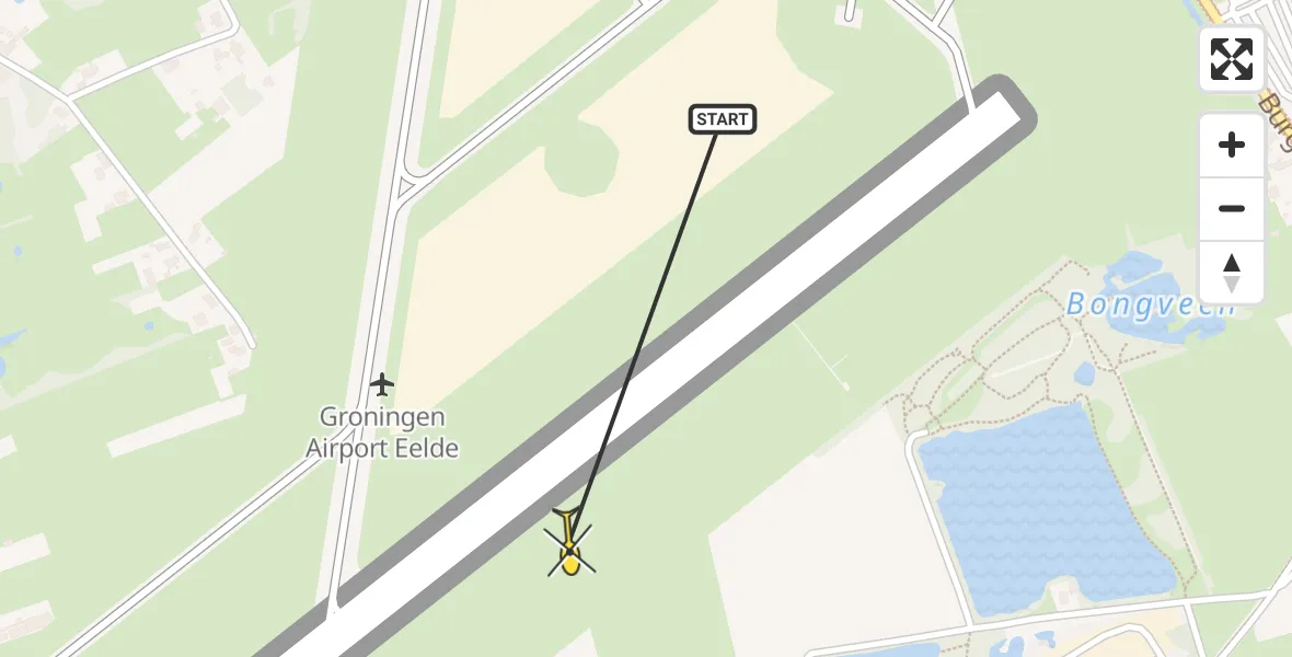 Routekaart van de vlucht: Traumahelikopter naar Eelde
