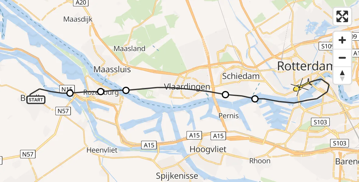 Routekaart van de vlucht: Lifeliner 2 naar Rotterdam