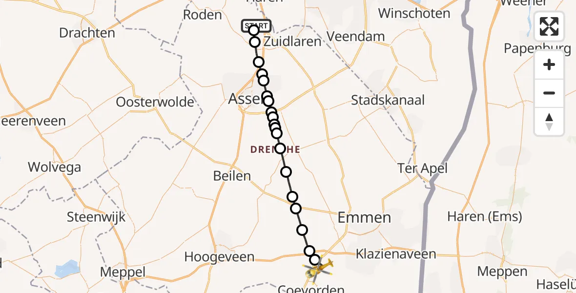 Vluchtroute Traumahelikopter Eelde - Dalen, 04 april 2022, 17:01