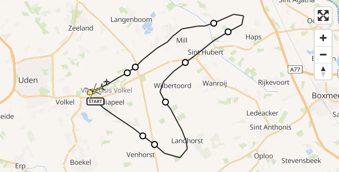 Routekaart van de vlucht: Lifeliner 3 naar Volkel