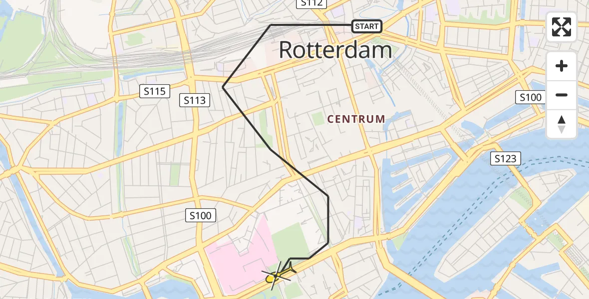 Routekaart van de vlucht: Lifeliner 2 naar Rotterdam