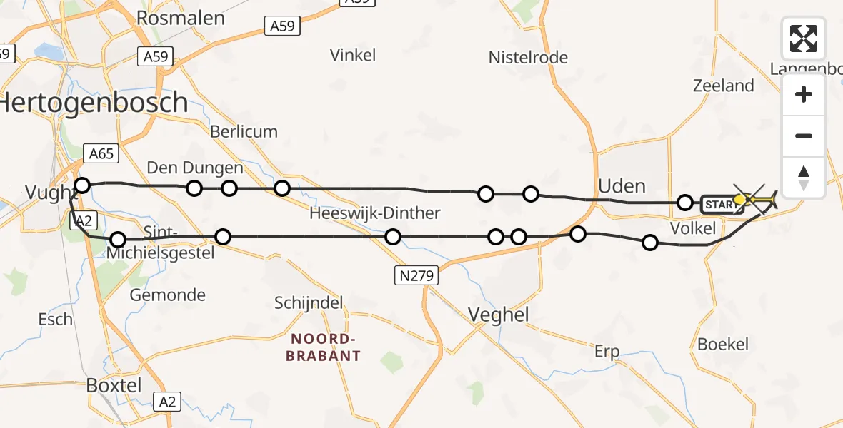 Routekaart van de vlucht: Lifeliner 3 naar Volkel