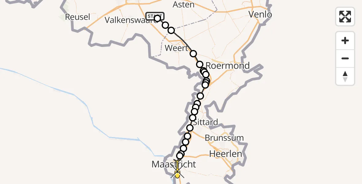 Routekaart van de vlucht: Lifeliner 3 naar Maastricht