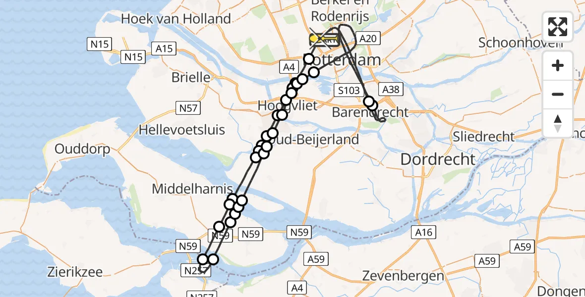 Routekaart van de vlucht: Lifeliner 2 naar Rotterdam