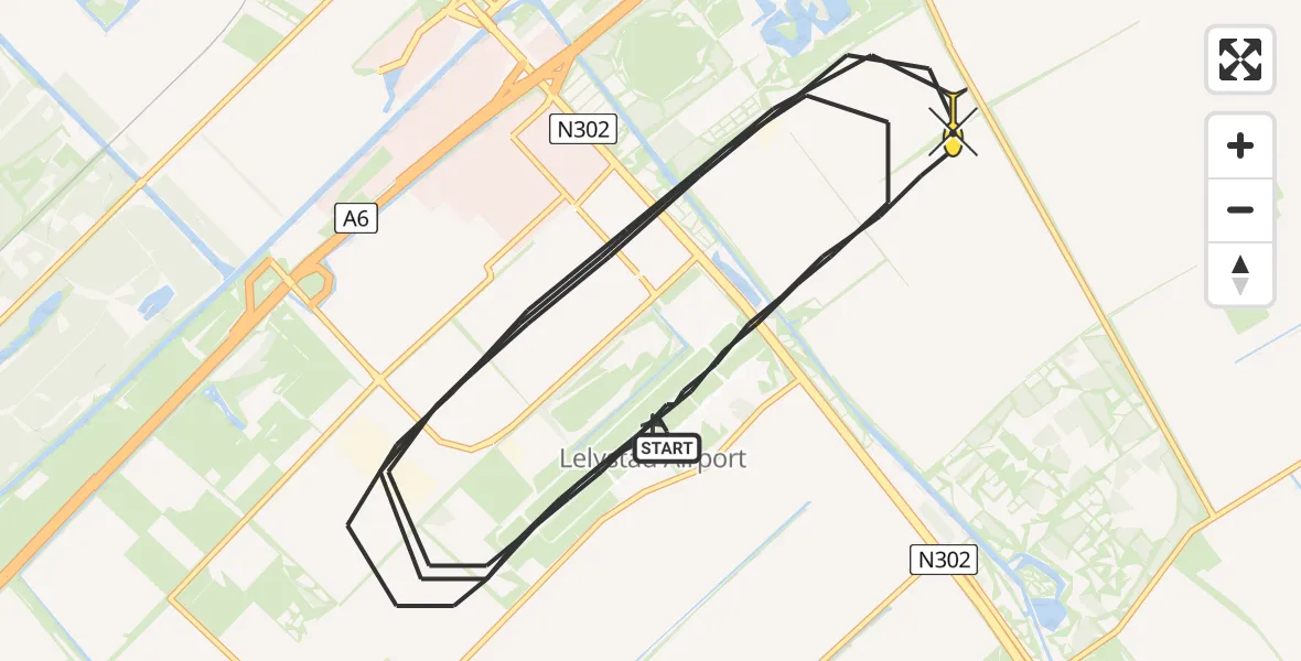 Routekaart van de vlucht: Lifeliner 1 naar Lelystad