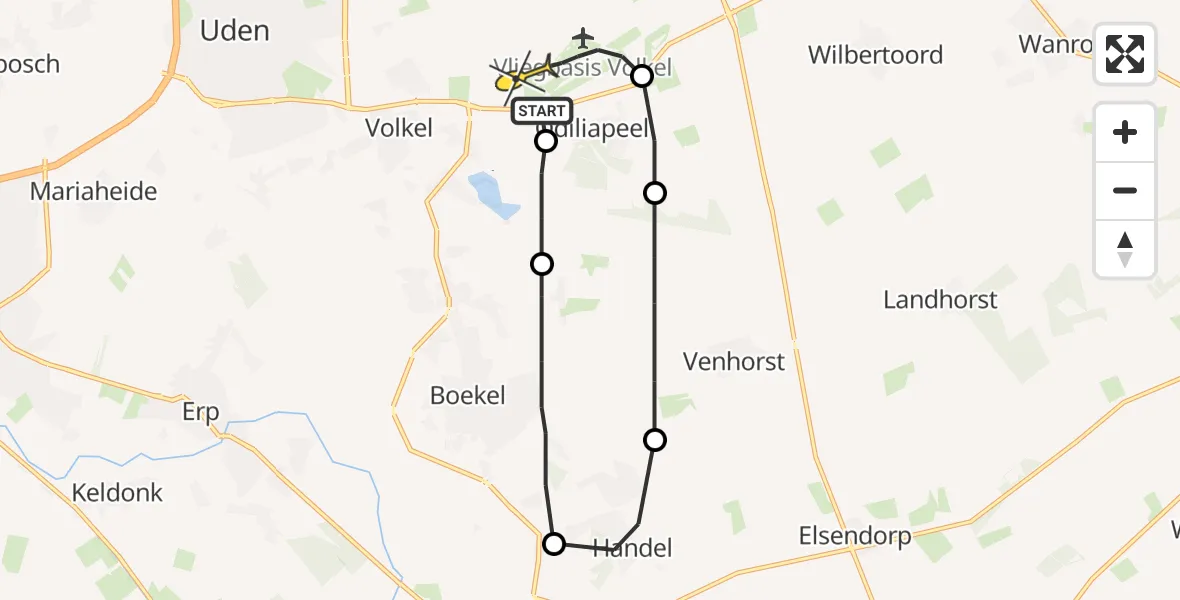 Routekaart van de vlucht: Lifeliner 3 naar Volkel