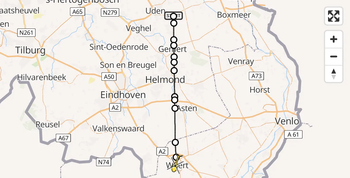 Routekaart van de vlucht: Lifeliner 3 naar Weert