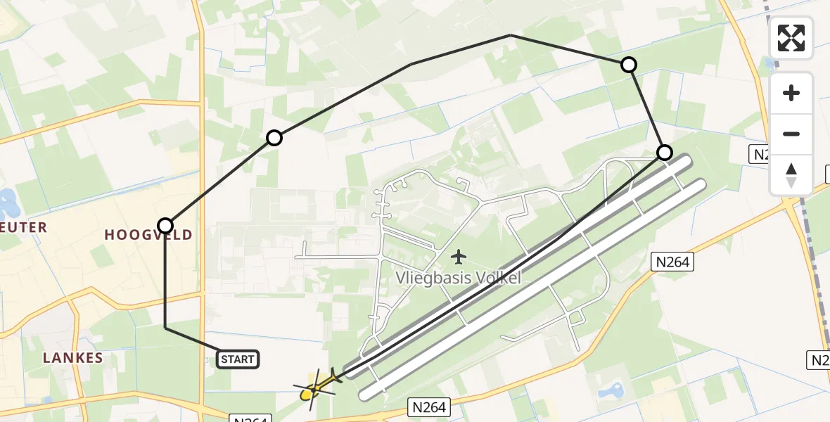 Routekaart van de vlucht: Lifeliner 3 naar Volkel