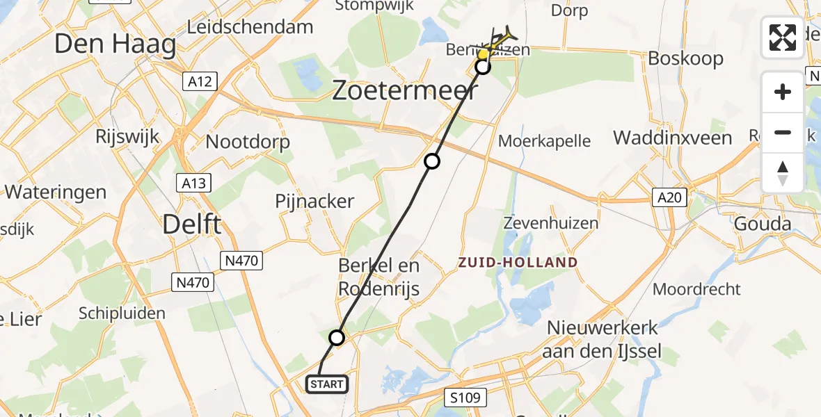 Routekaart van de vlucht: Lifeliner 2 naar Benthuizen