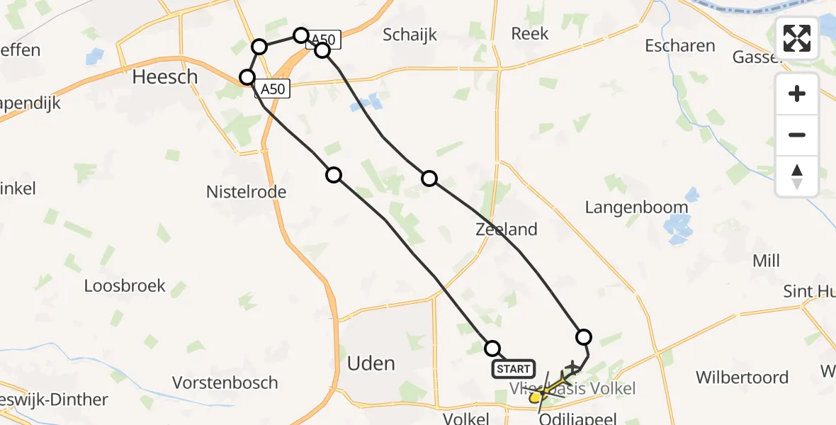 Routekaart van de vlucht: Lifeliner 3 naar Volkel