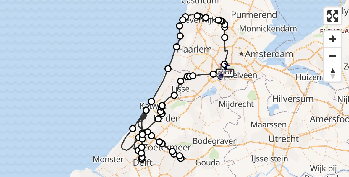 Vluchtroute Politiehelikopter van Schiphol naar Schiphol