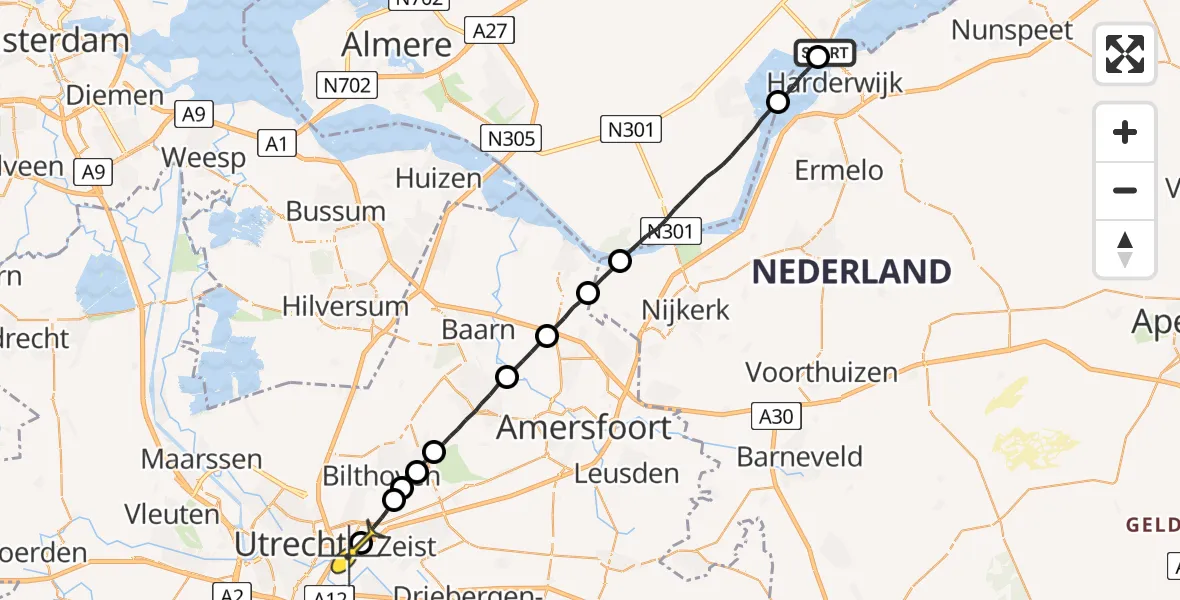 Routekaart van de vlucht: Lifeliner 3 naar Utrecht