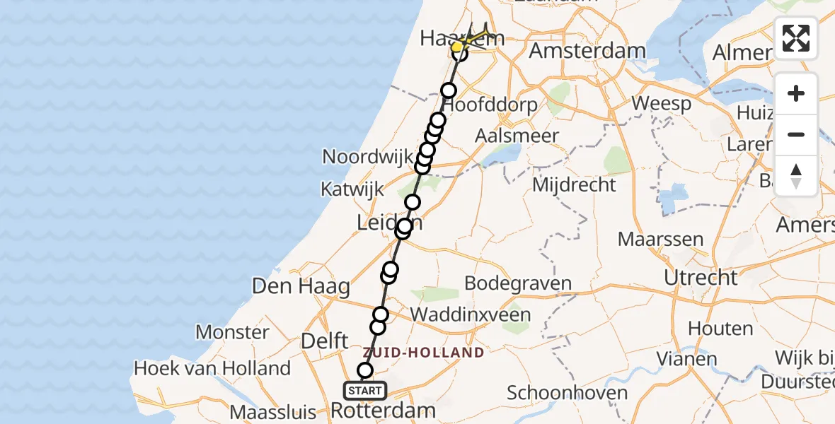 Routekaart van de vlucht: Lifeliner 2 naar Haarlem