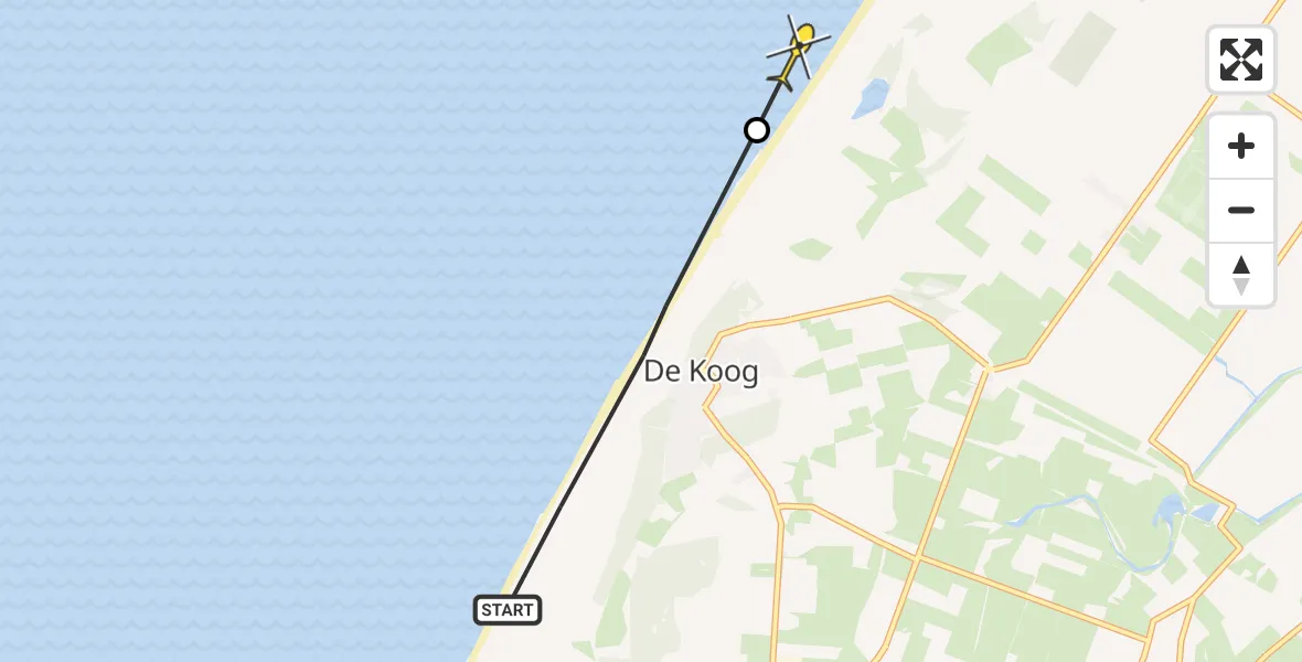 Routekaart van de vlucht: Politiehelikopter naar De Cocksdorp