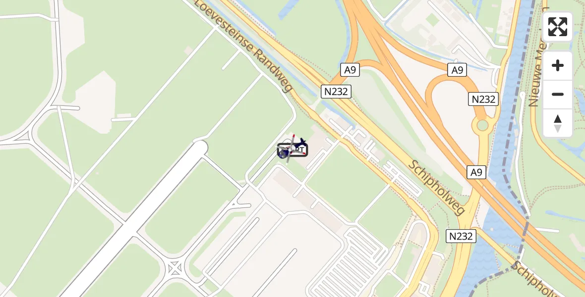 Vluchtroute Politiehelikopter van Schiphol naar Schiphol