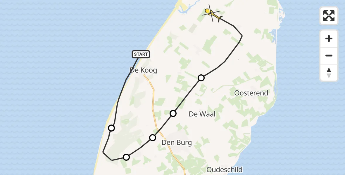 Routekaart van de vlucht: Politiehelikopter naar De Cocksdorp
