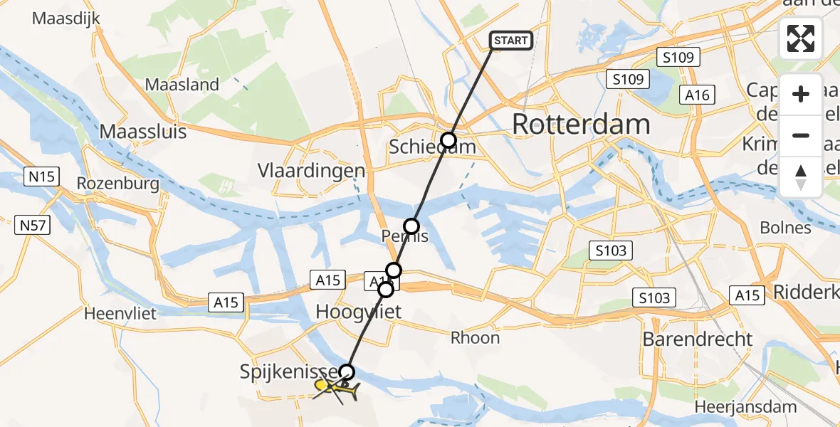 Routekaart van de vlucht: Lifeliner 2 naar Spijkenisse